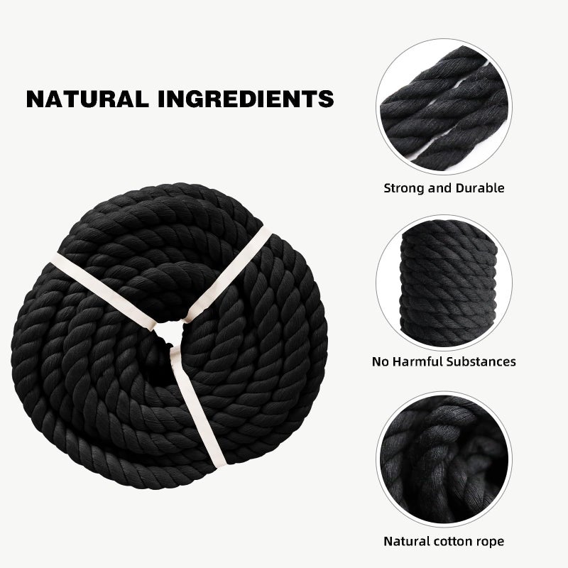 VEIZEDD Black Rope 3/8 inch ? 100 feet Soft Cotton Rope for Crafts  Home Decor  Wall Hanging - Image 5